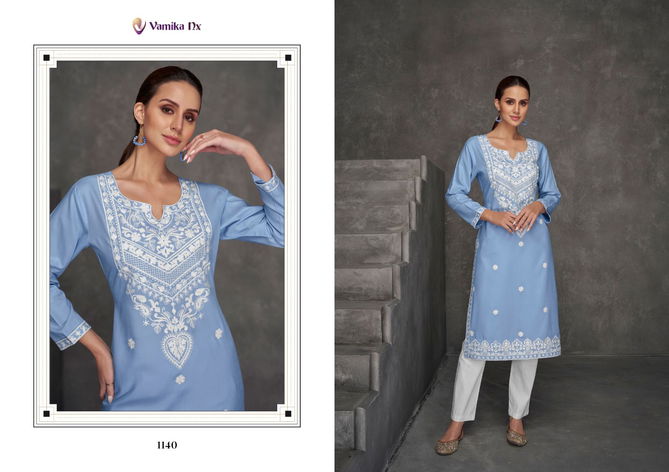 Rooh Vol 7 Vamika NX Fancy Rayon Lakhnawi Designer Kurti With Bottom Wholesale Online
